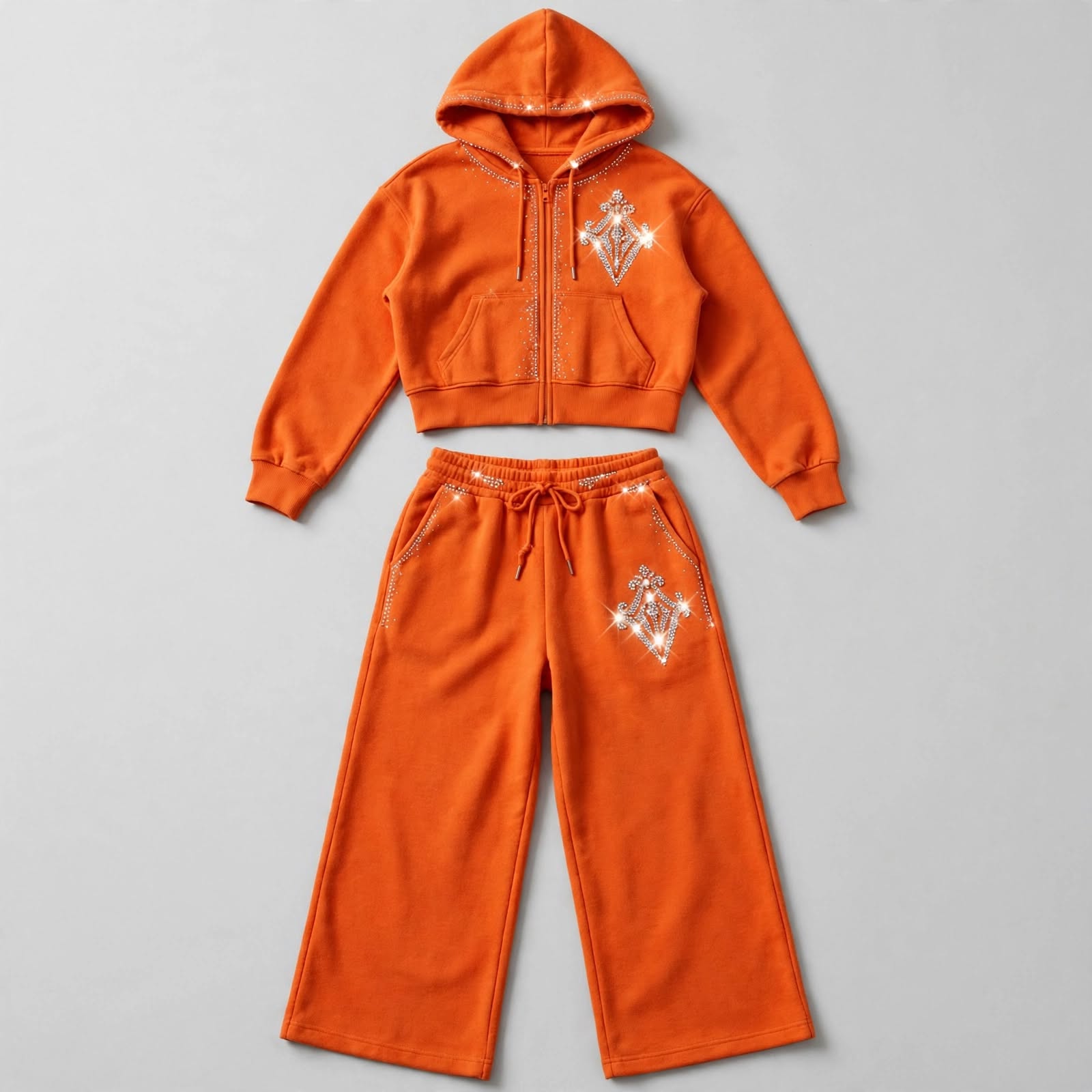Custom Rhinestone Logo Tracksuit